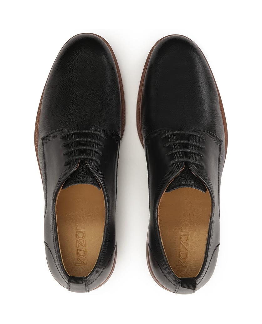 Kazar-Schwarze-Lederhalbschuhe-mit-brauner-Soh-schwarz