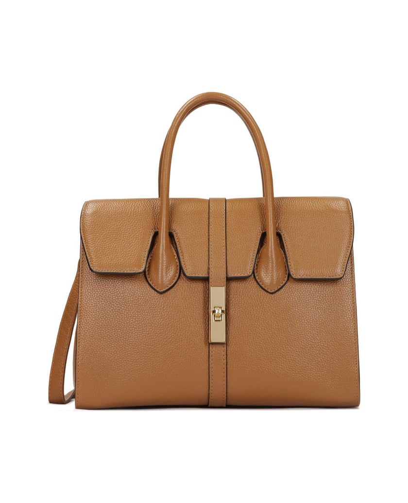 Kazar-Leather-handbag-with-fine-flap-and-clasp-velbloudí