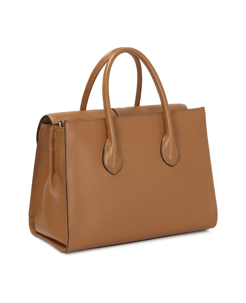 Kazar-Leather-handbag-with-fine-flap-and-clasp-velbloudí
