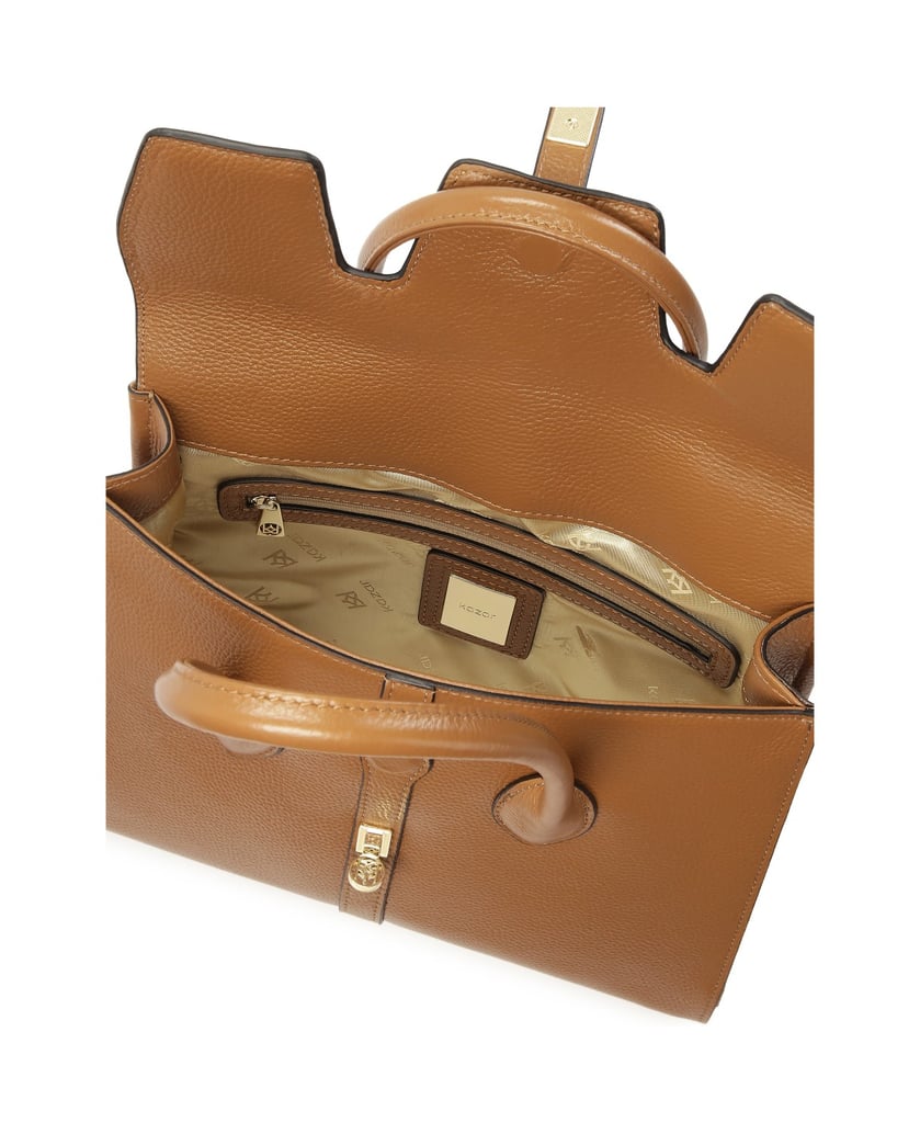 Kazar-Leather-handbag-with-fine-flap-and-clasp-velbloudí