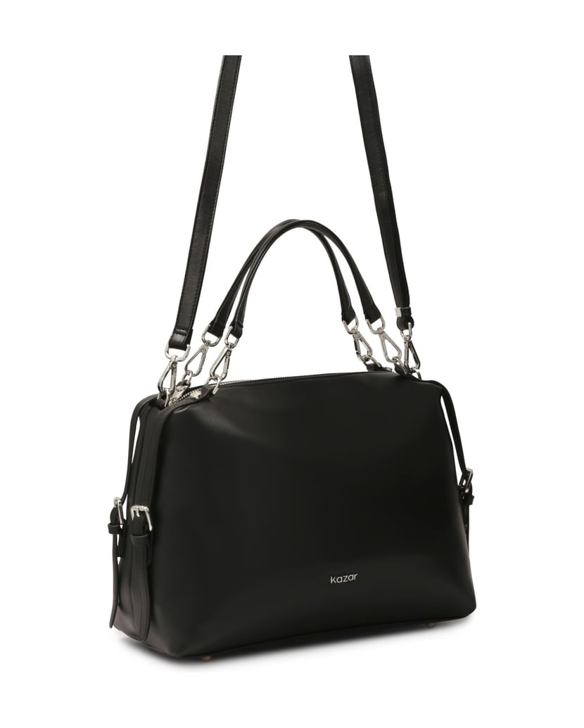 Kazar-Casual-capacious-soft-leather-handbag-černá