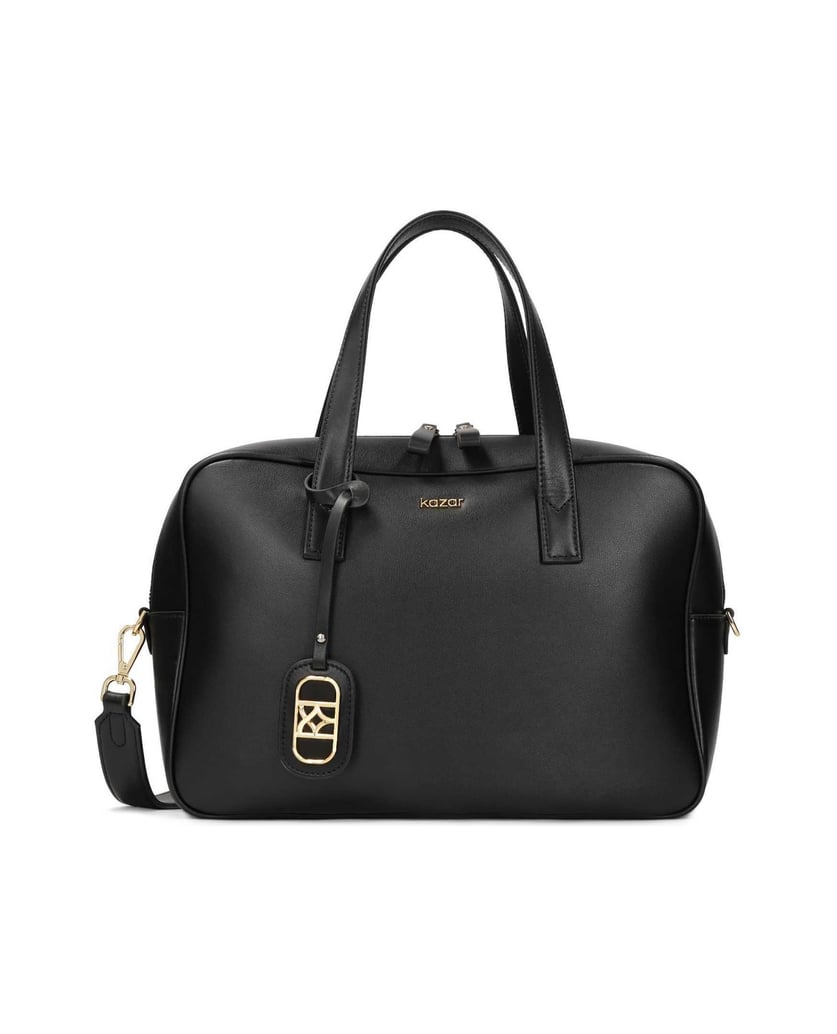 Kazar-Leather-handbag-with-a-geometric-shape-čierna