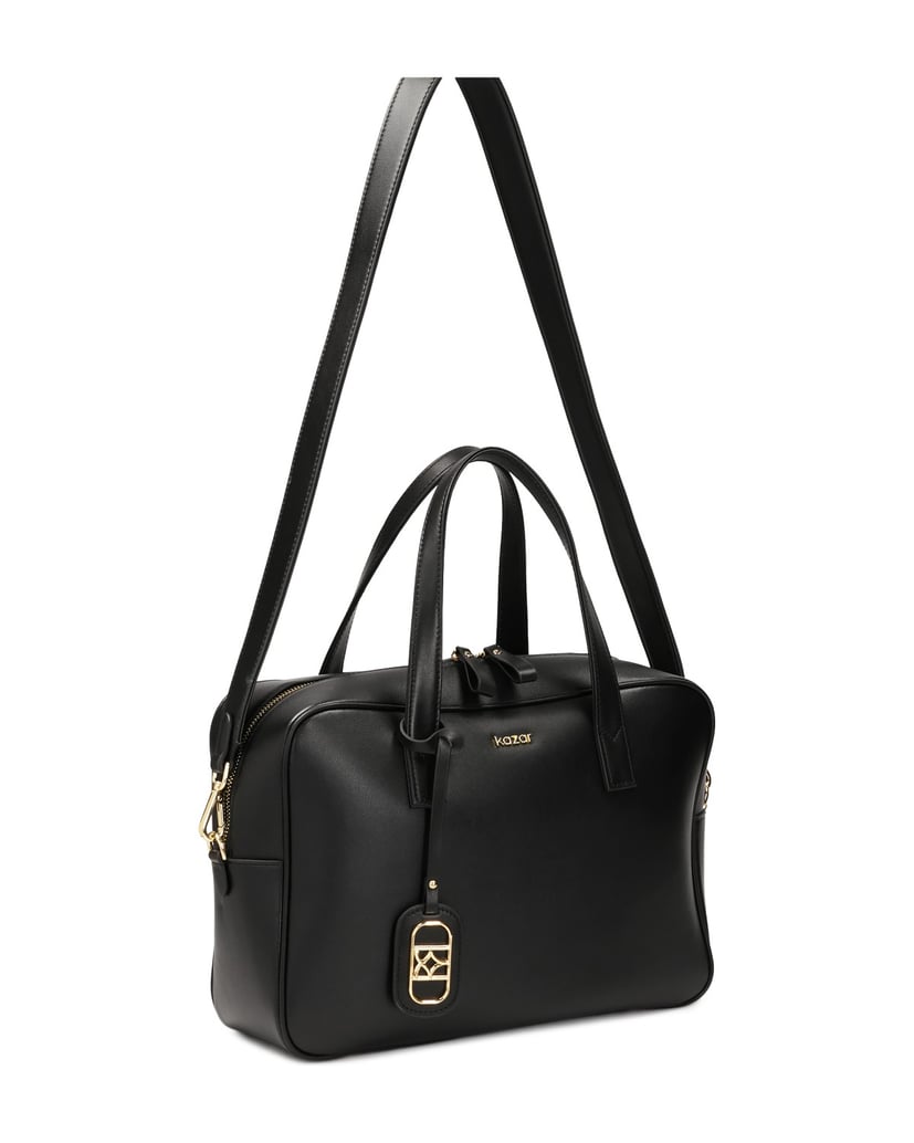 Kazar-Leather-handbag-with-a-geometric-shape-čierna