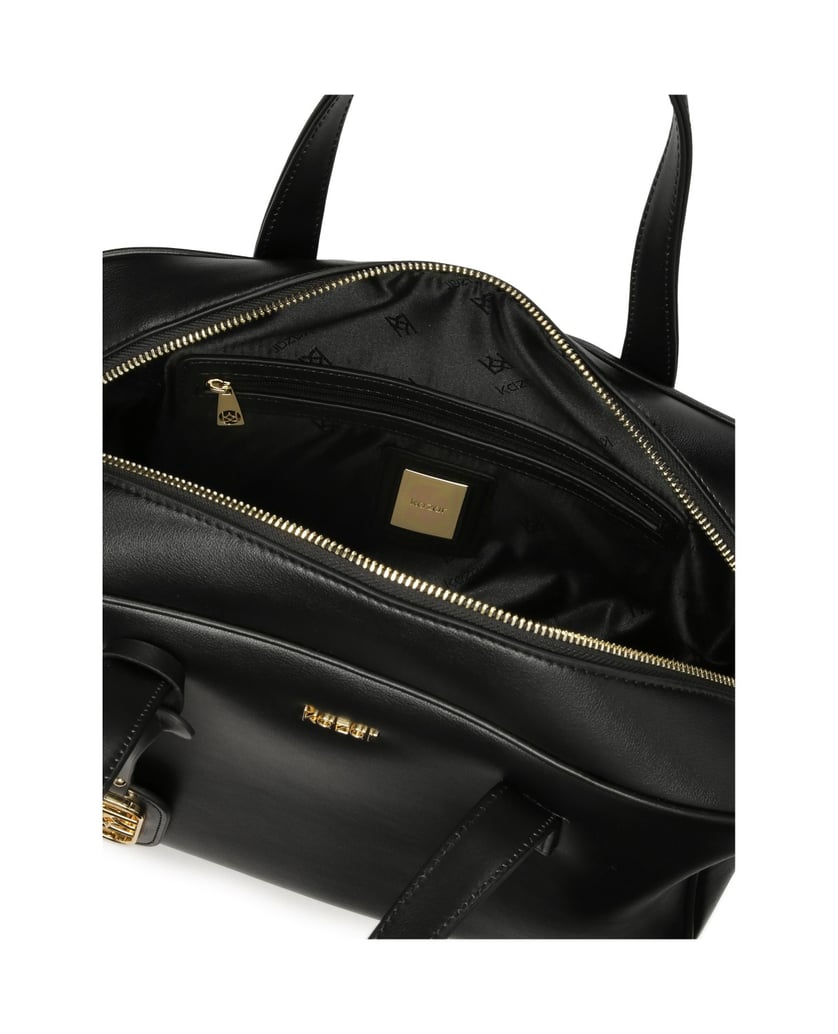 Kazar-Leather-handbag-with-a-geometric-shape-čierna