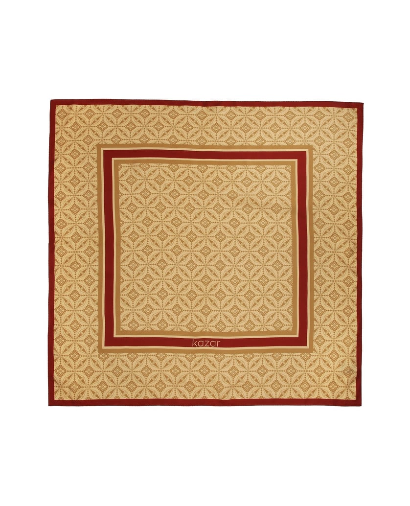 Kazar-Beigefarbener-Seidenschal-mit-Autorenmus-beige