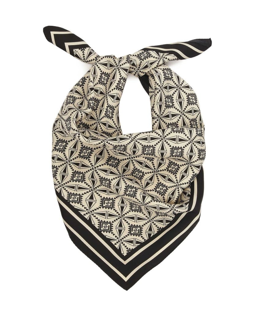 Kazar-Schwarzer-und-cremefarbener-Seidenschal-schwarz