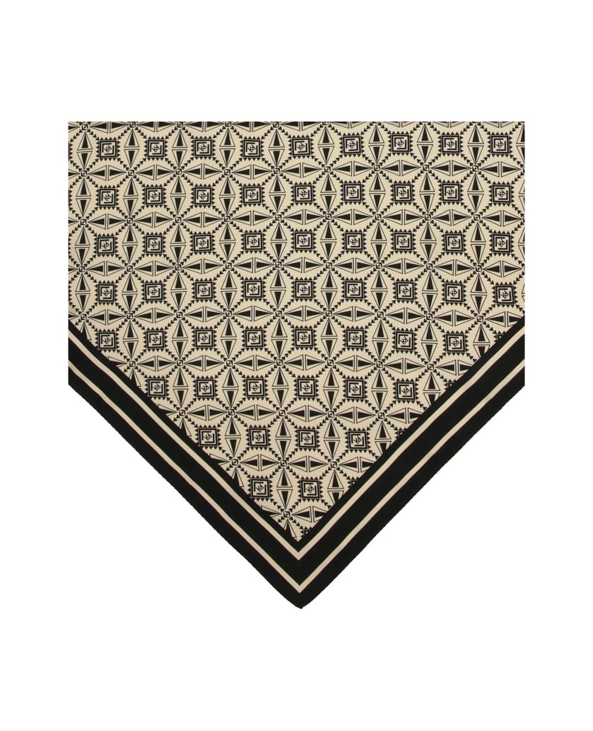 Kazar-Schwarzer-und-cremefarbener-Seidenschal-schwarz