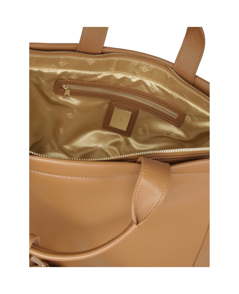 Kazar-Braune-Lederhandtasche-mit-Schlüsselring-camel