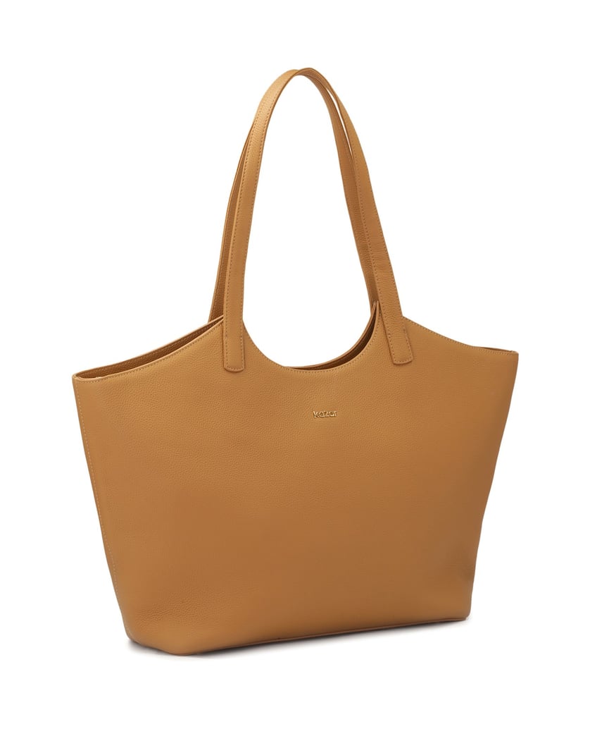 Kazar-Light-brown-tote-bag-with-shoulder-handles-velbloudí