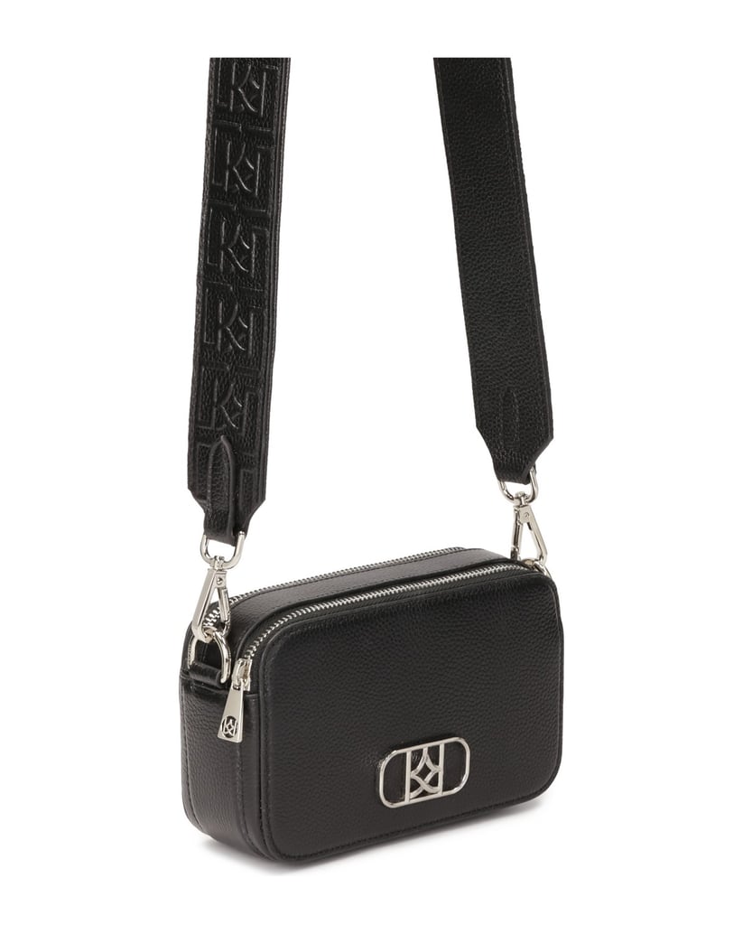 Kazar-Schwarze-Lederhandtasche-mit-zwei-Riemen-schwarz