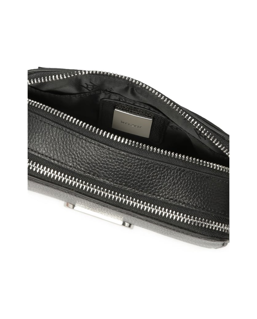 Kazar-Schwarze-Lederhandtasche-mit-zwei-Riemen-schwarz