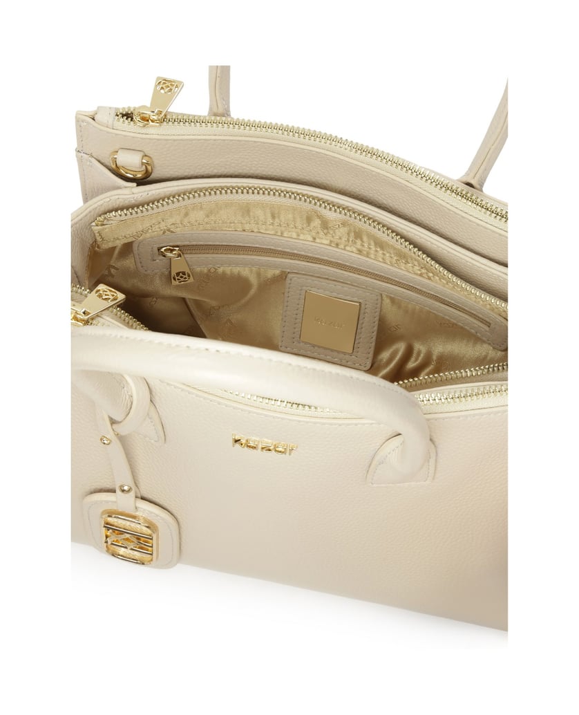 Kazar-Elegant-leather-handbag-with-handles-bílá