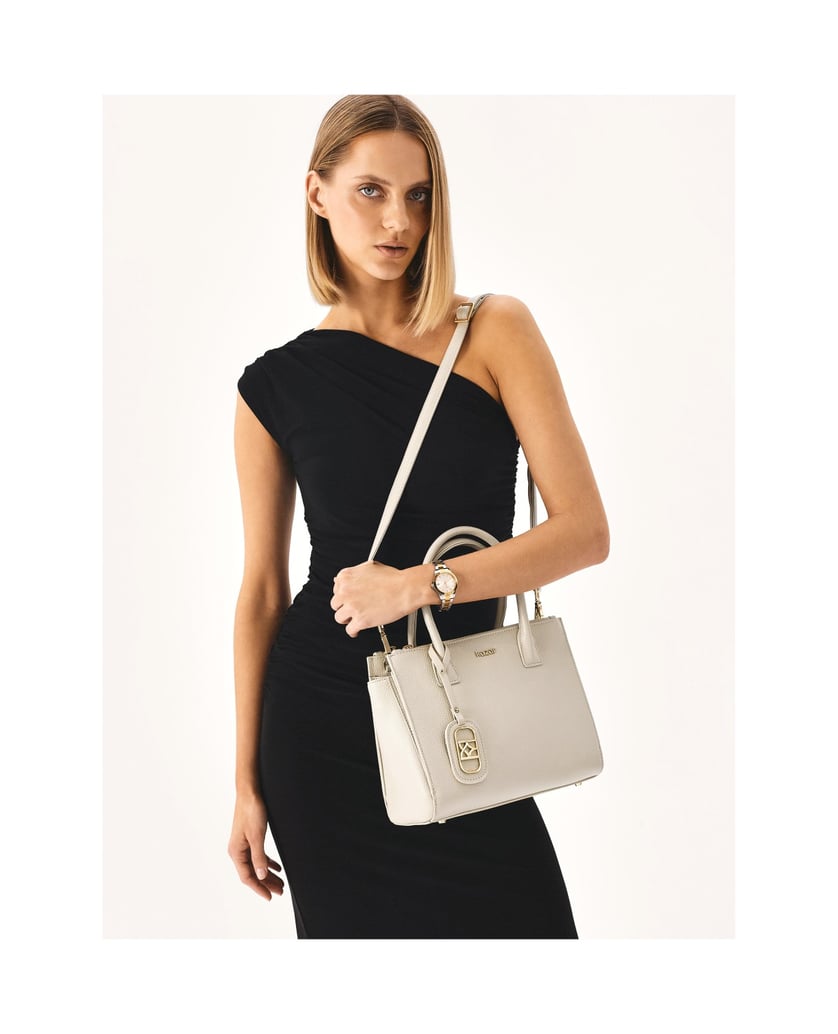 Kazar-Elegant-leather-handbag-with-handles-bílá