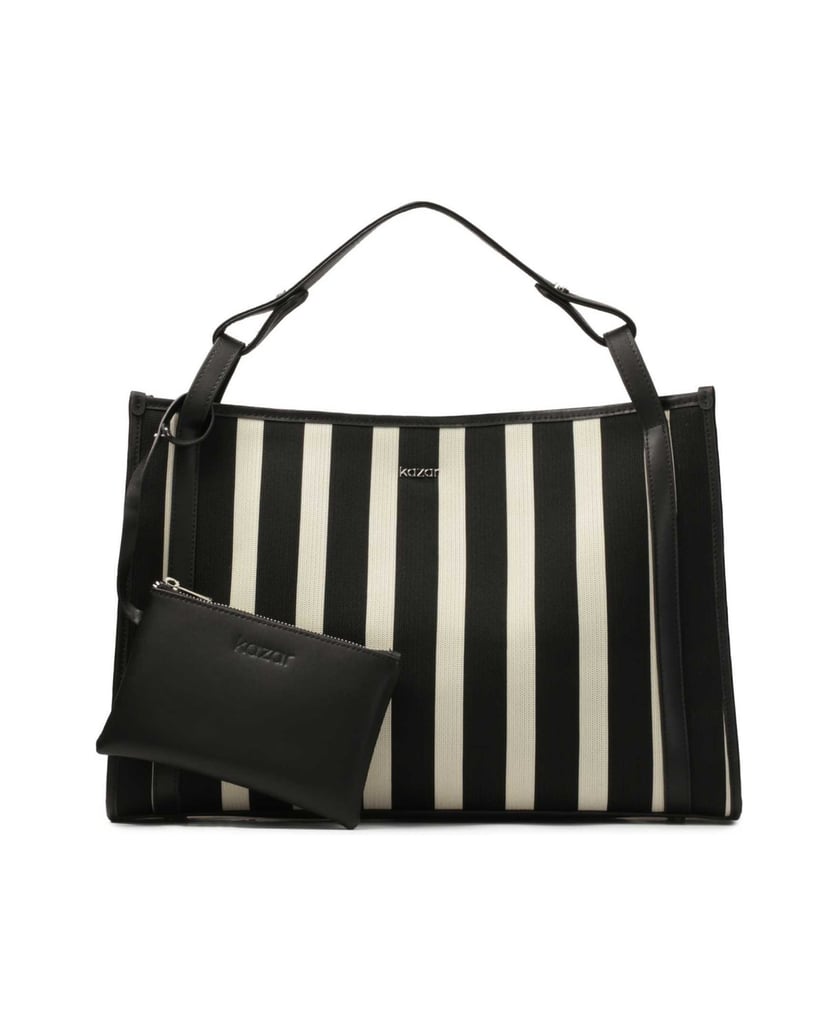 Kazar-Large-striped-tote-bag-černá