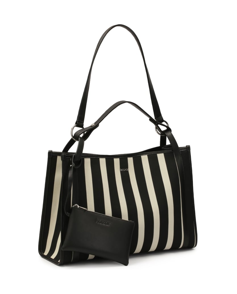 Kazar-Large-striped-tote-bag-černá