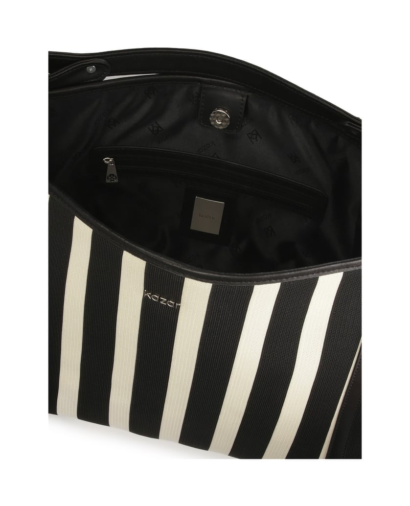 Kazar-Large-striped-tote-bag-černá