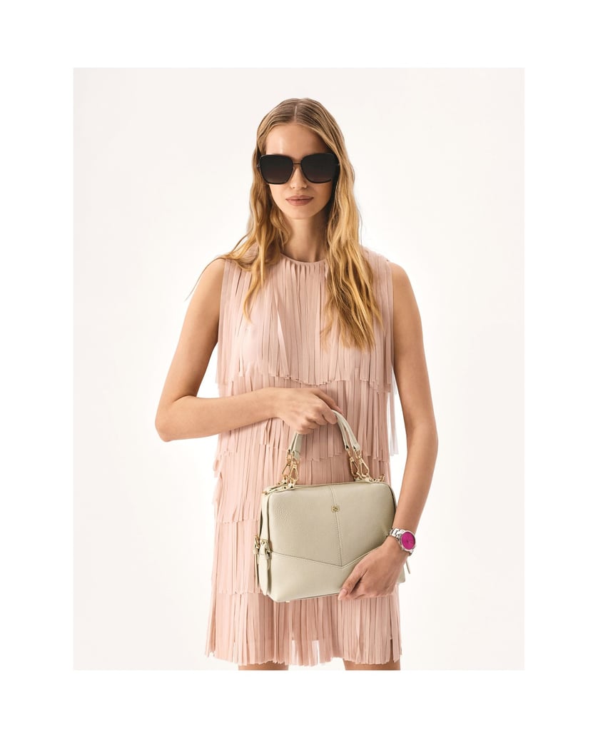 Kazar-Helle-Lederhandtasche-mit-abnehmbaren-Gr-weiss