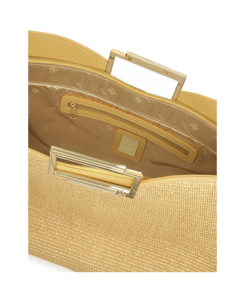 Kazar-Beigefarbene-Tasche-aus-Bast-mit-eingear-beige