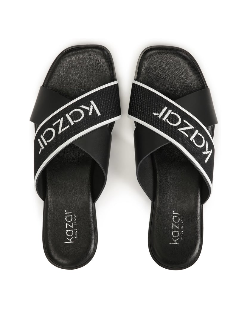 Kazar-Flache-Pantoletten-mit-verziertem-Riemen-schwarz