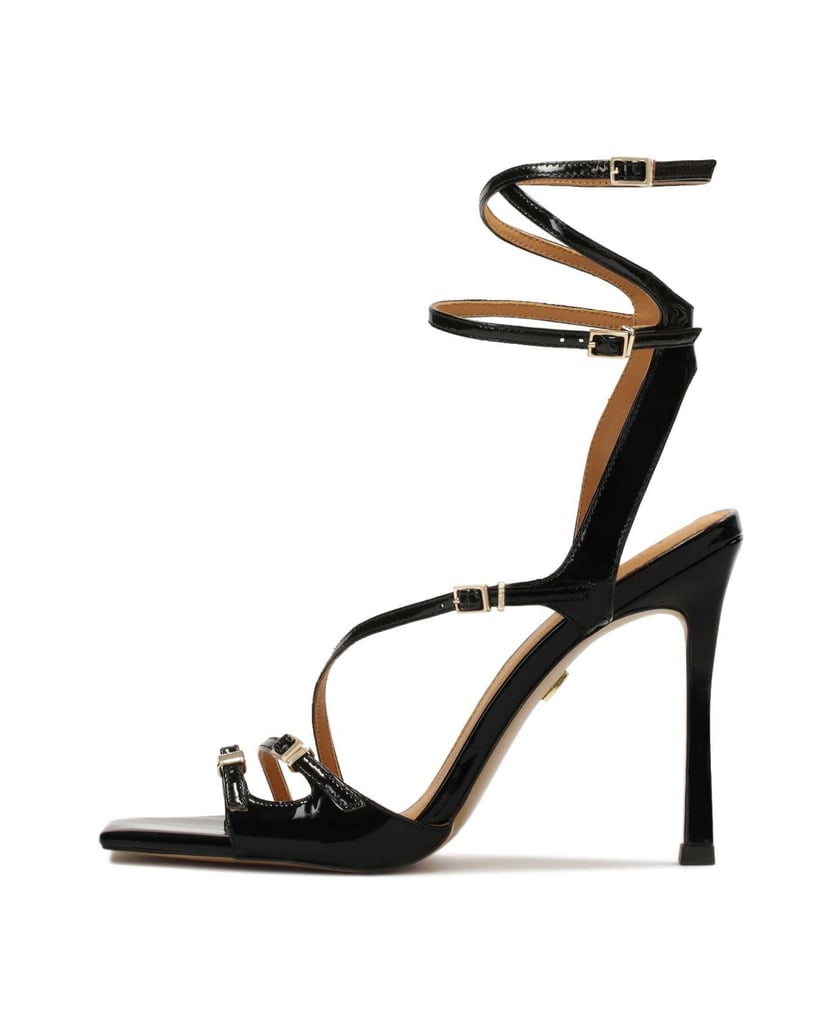 Kazar-Patent-leather-black-strappy-sandals-čierna