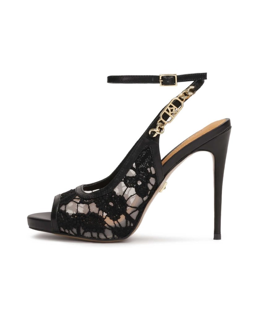 Kazar-Hochhackige-Sandalen-mit-geschnürtem-Sch-schwarz