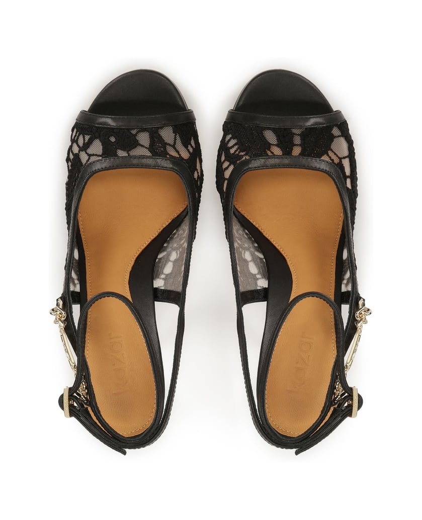 Kazar-Hochhackige-Sandalen-mit-geschnürtem-Sch-schwarz