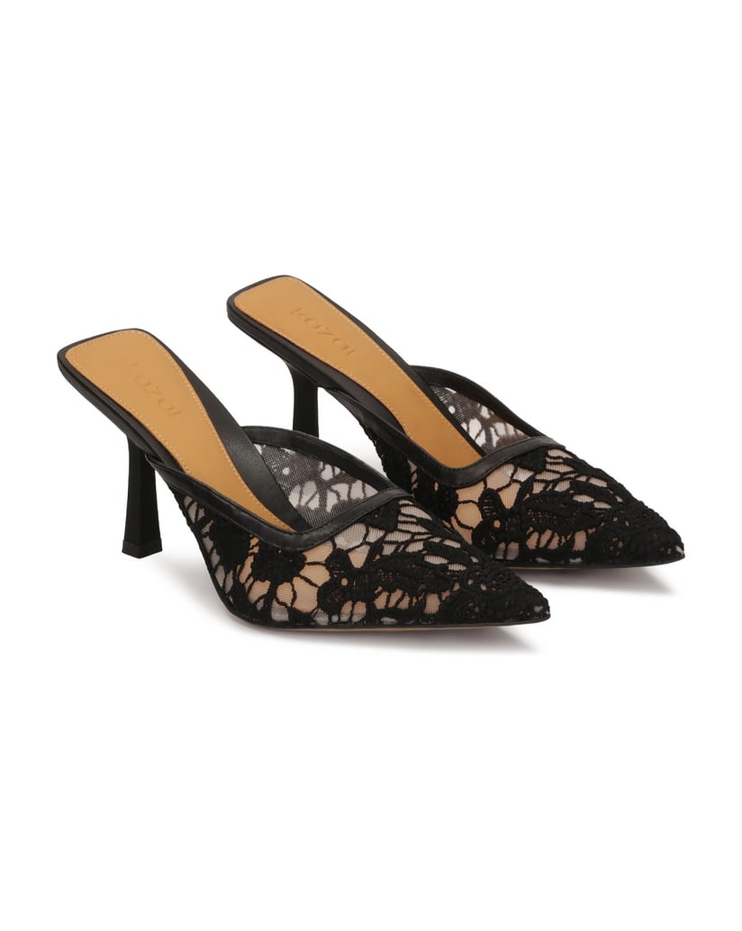 Kazar-Lace-heeled-mules-černá