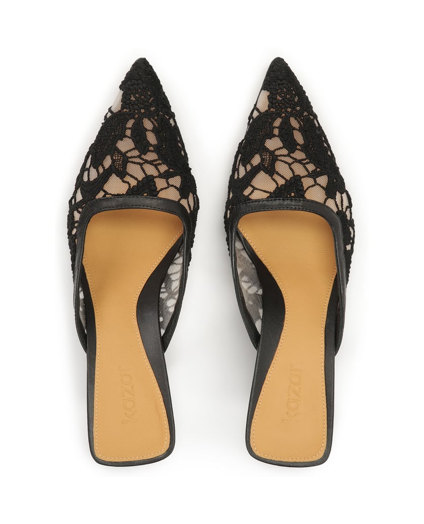Kazar-Lace-heeled-mules-černá