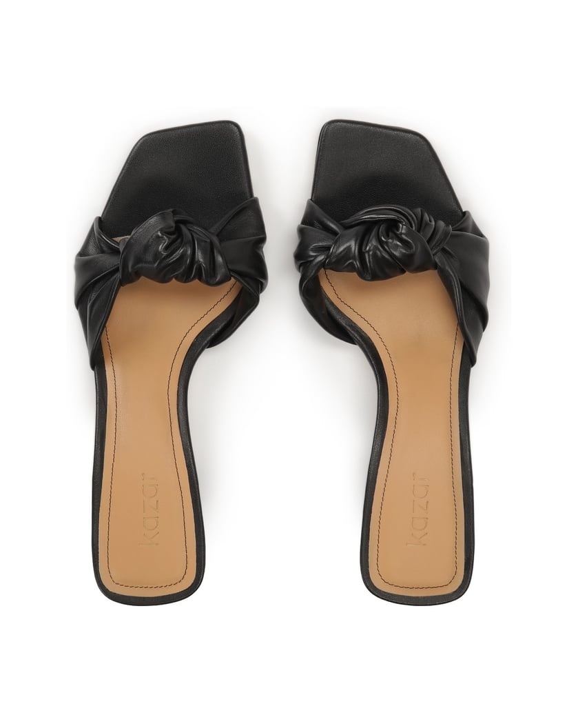 Kazar-Schwarze-Lederpantoletten-mit-Knoten-schwarz