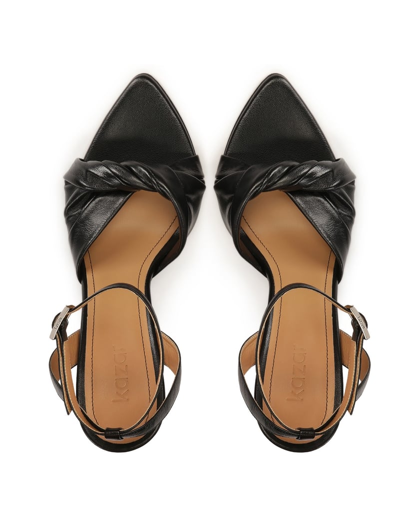 Kazar-Leather-sandals-with-extended-noses-čierna