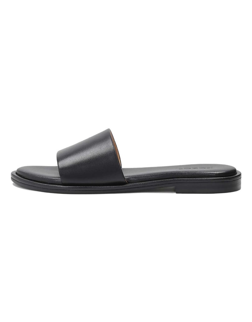 Kazar-Black-leather-slides-on-a-flat-sole-černá