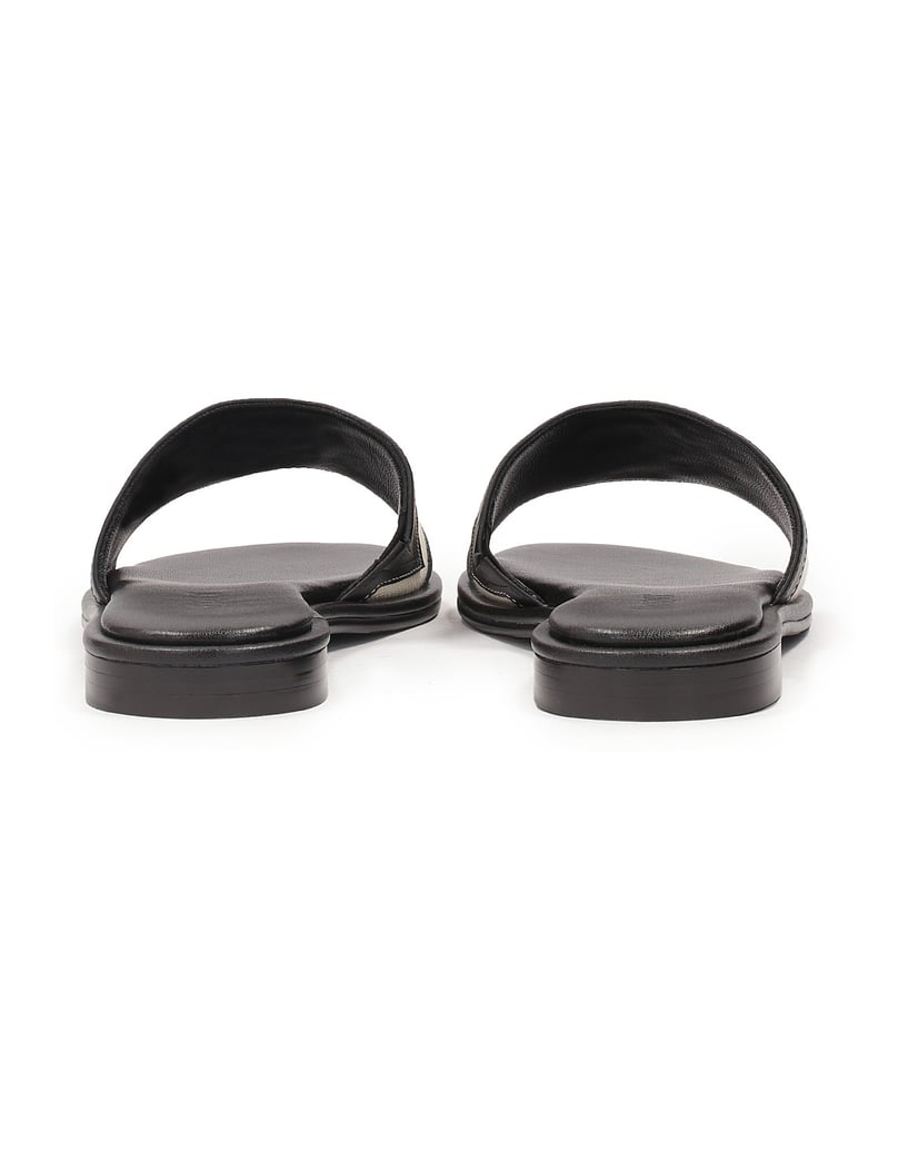 Kazar-Schwarze-Lederrutschen-mit-hellen-Einsät-schwarz