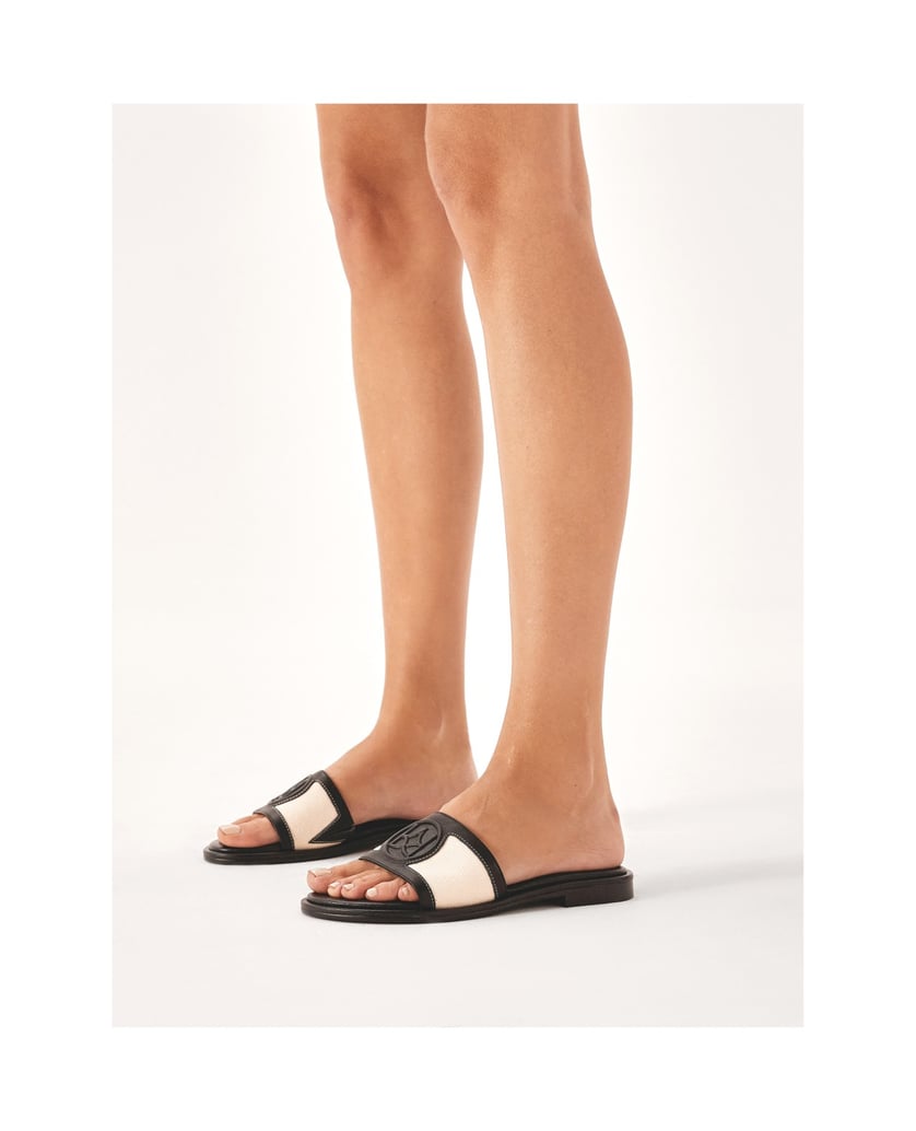 Kazar-Schwarze-Lederrutschen-mit-hellen-Einsät-schwarz