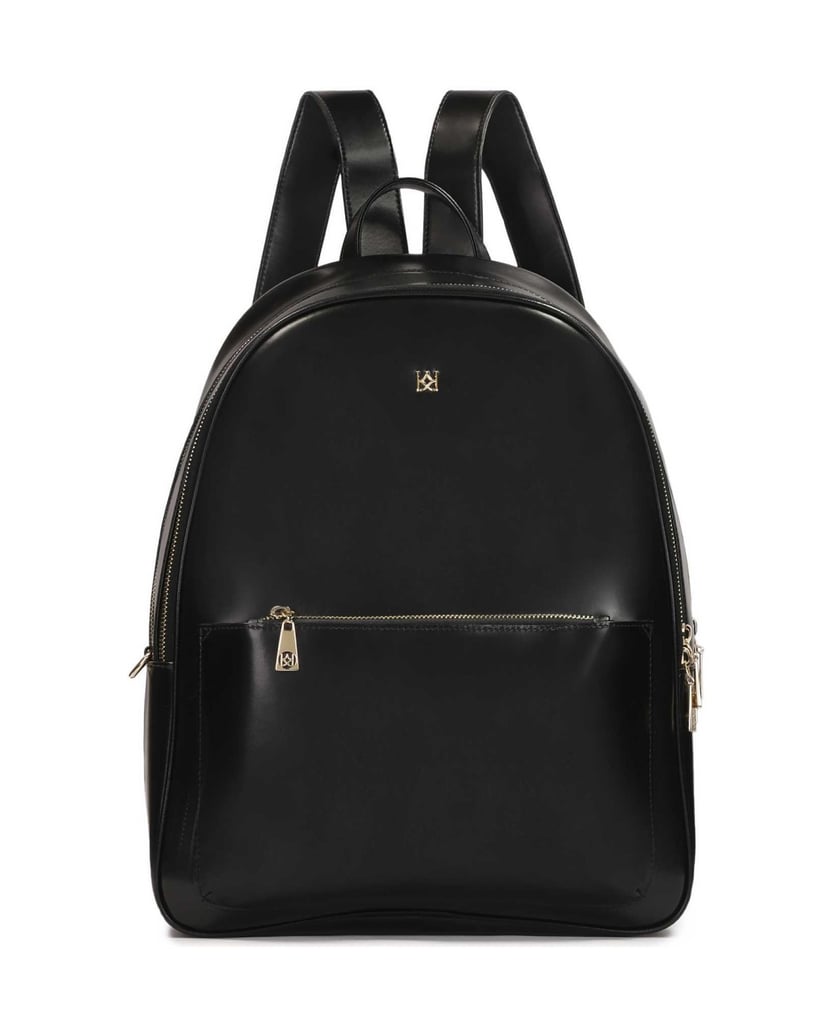 Kazar-Schwarzer-Lederrucksack-mit-Fronttasche-schwarz