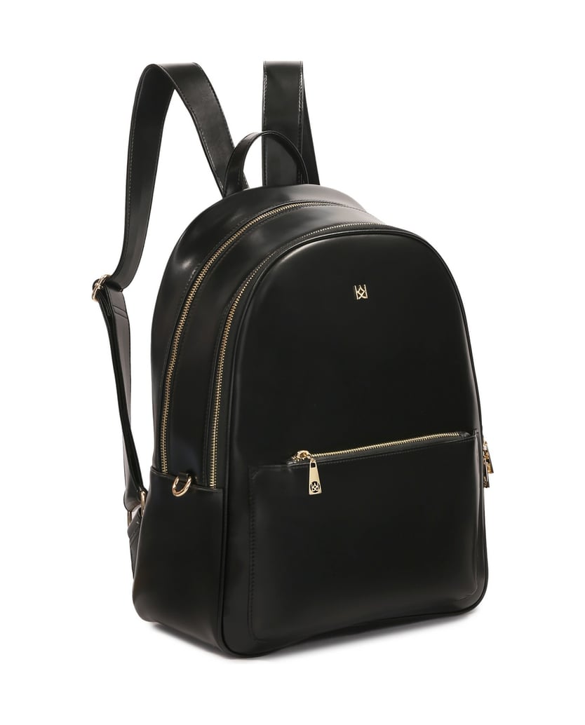 Kazar-Schwarzer-Lederrucksack-mit-Fronttasche-schwarz