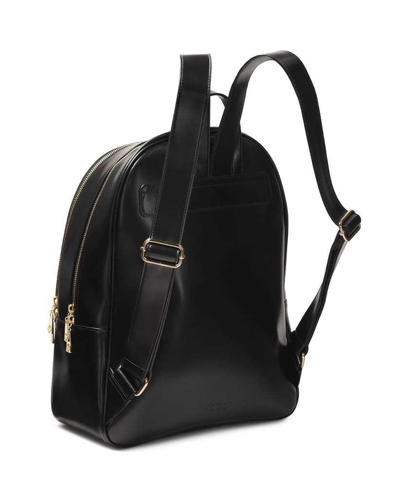 Kazar-Schwarzer-Lederrucksack-mit-Fronttasche-schwarz