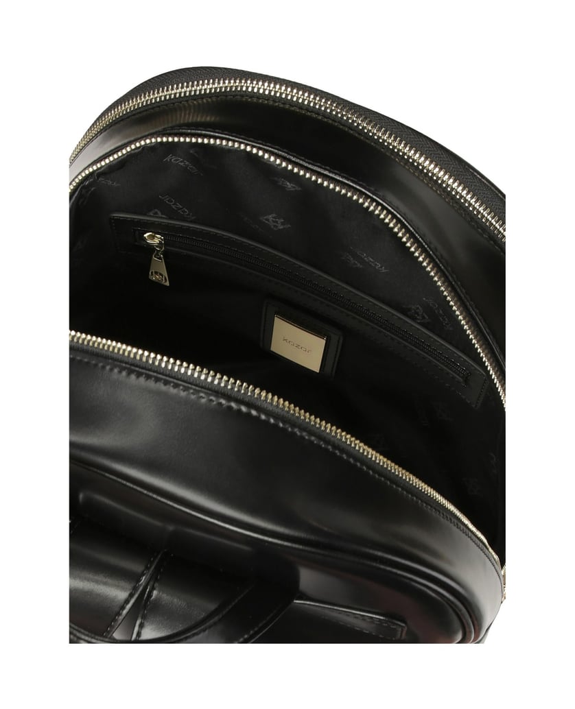 Kazar-Schwarzer-Lederrucksack-mit-Fronttasche-schwarz