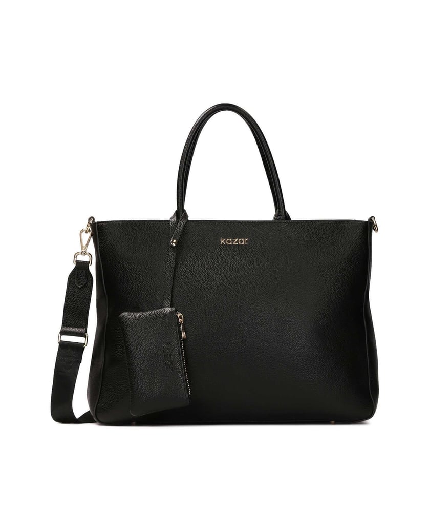 Kazar-Capacious-leather-handbag-with-pouch-čierna