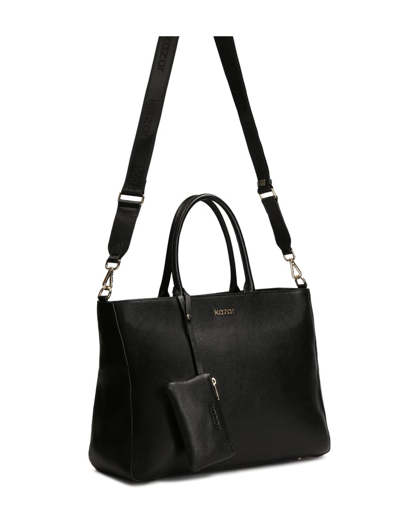 Kazar-Capacious-leather-handbag-with-pouch-čierna