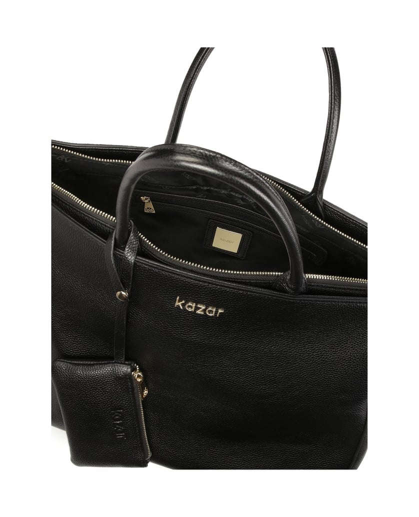 Kazar-Capacious-leather-handbag-with-pouch-čierna