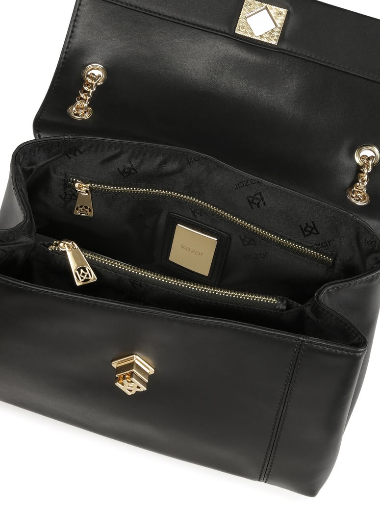 Kazar-Schwarze-Handtasche-mit-Drehverschluss