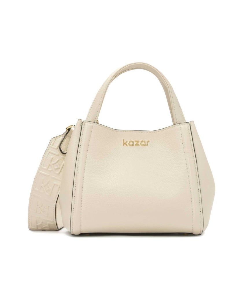 Kazar-Soft-cream-handbag-with-monogram-embossed-strap-bílá