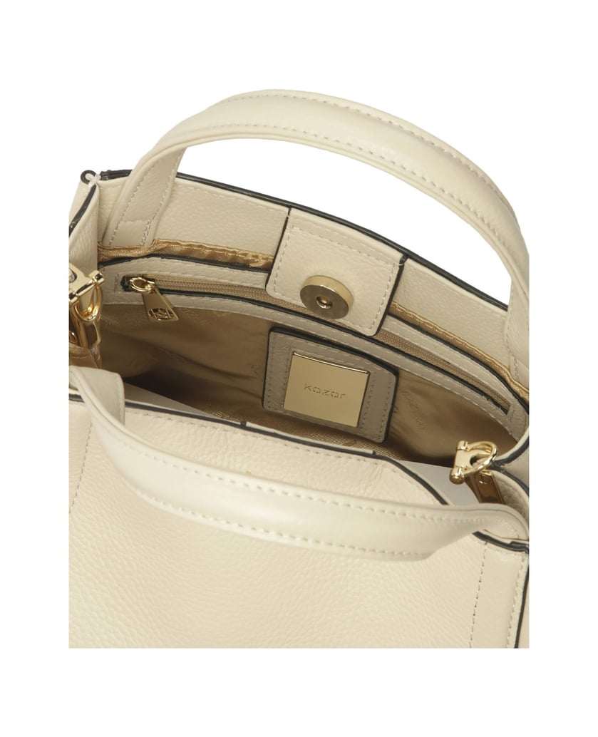 Kazar-Soft-cream-handbag-with-monogram-embossed-strap-bílá