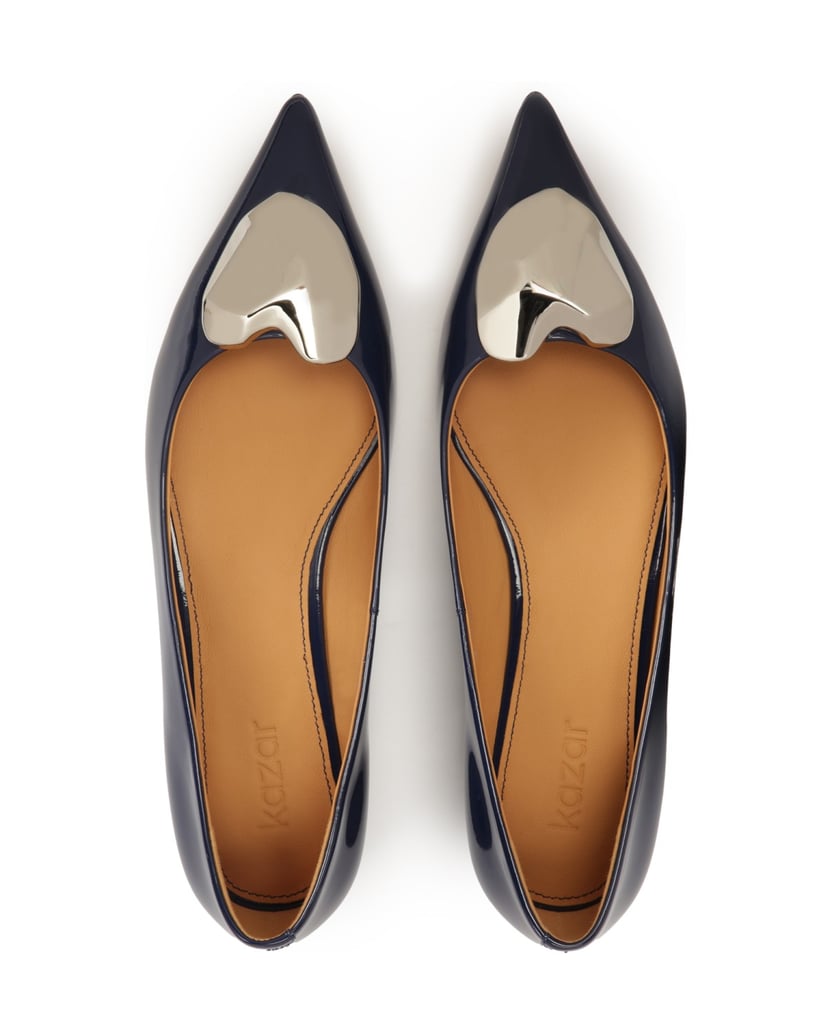 Kazar-Navy-blue-flat-pumps-with-large-embellishment-tmavě-modrá