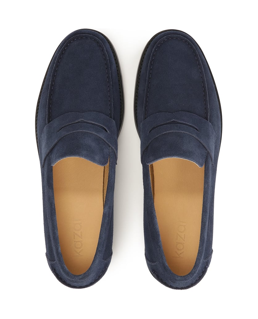 Kazar-Navy-blue-suede-loafers-for-men-tmavá-modrá