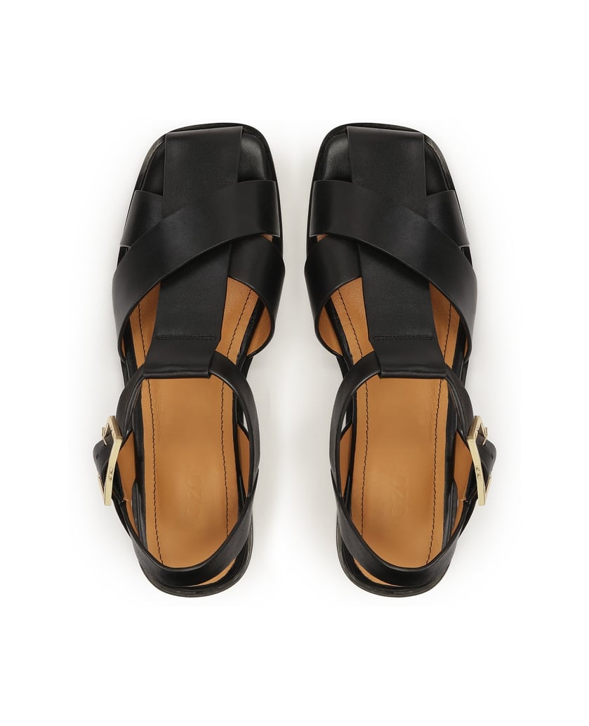 Kazar-Schwarze-Ledersandalen-mit-sich-kreuzend-schwarz