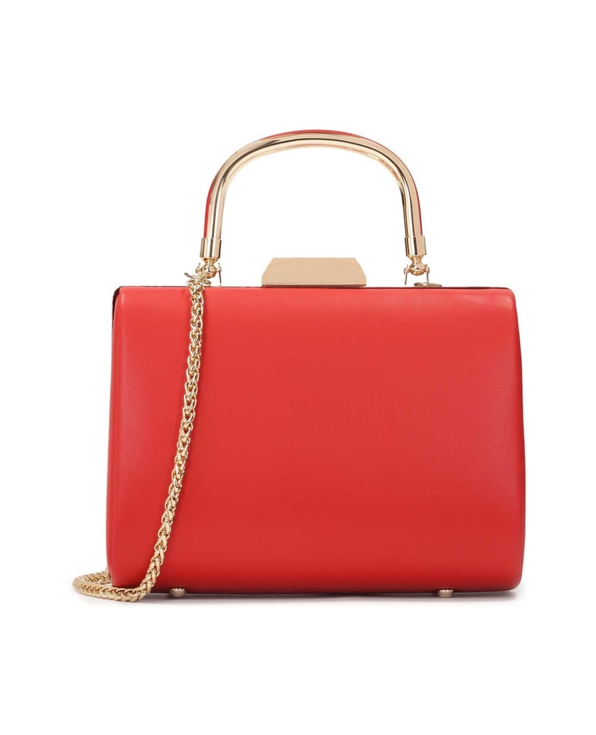 Kazar-Rote-Cocktail-Clutch-Tasche-mit-Metallgr-rot