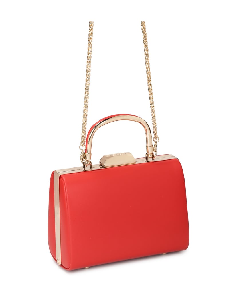 Kazar-Rote-Cocktail-Clutch-Tasche-mit-Metallgr-rot