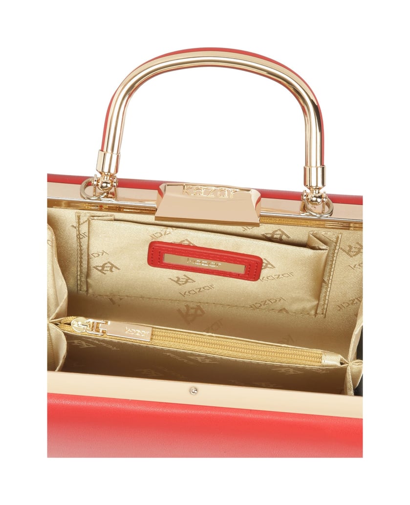 Kazar-Rote-Cocktail-Clutch-Tasche-mit-Metallgr-rot