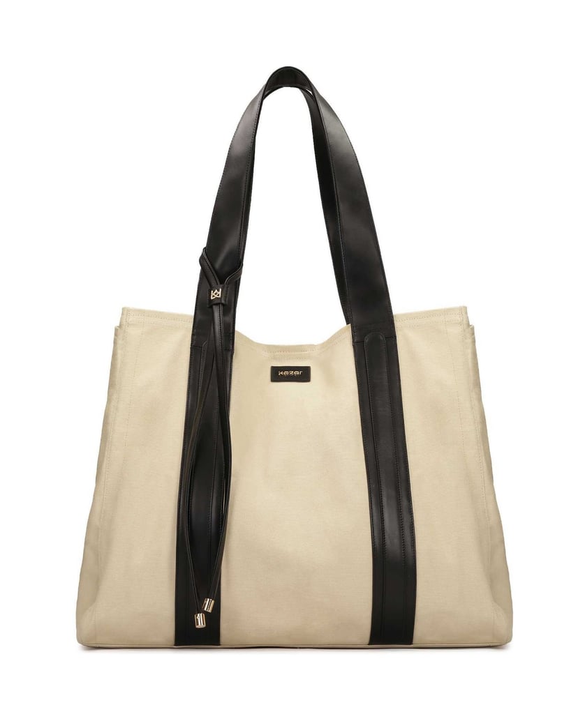 Kazar-XXL-Tasche-aus-beigem-Stoff-beige